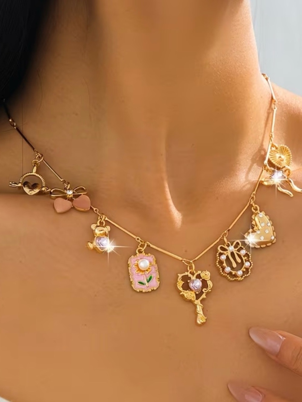 Gold Charm Pendant Necklace